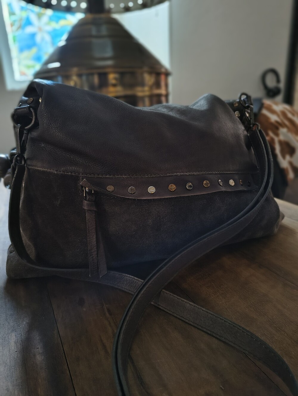 We The Free ♥️ Slouchie Leather Studded Shoulder Bag ♥️ Crossbody Tote Bag - Picture 7 of 13